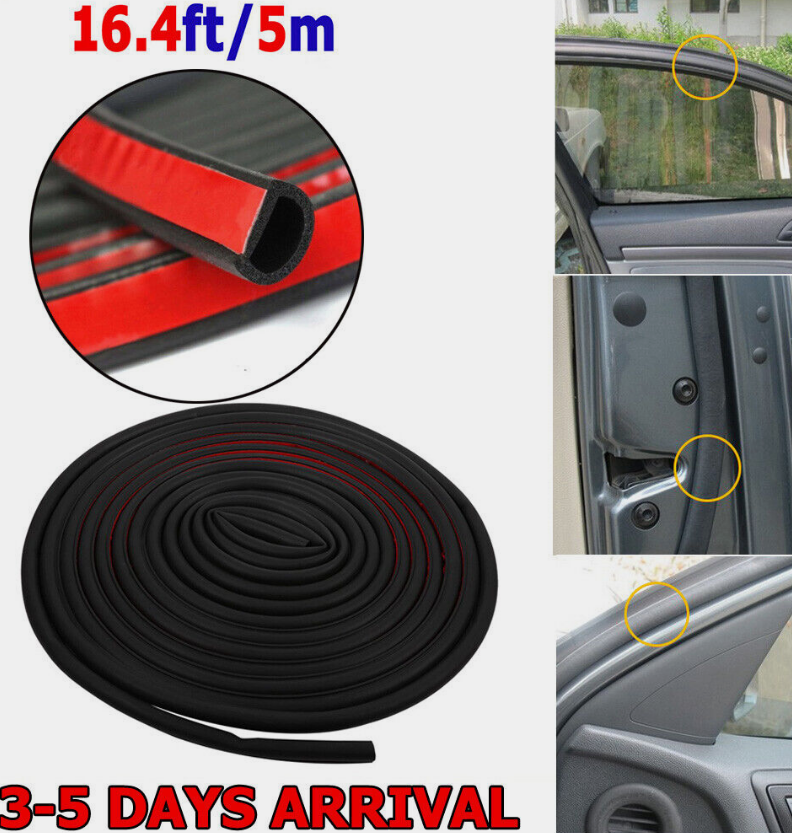 5M D-Shape Auto Car Door Trunk Seal Strip Rubber Weather Strip Edge Accessories