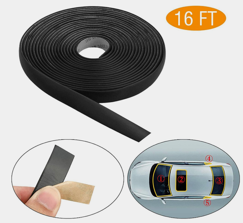 EEEKit 5M/16FT Auto Seal Weather Stripping Rubber Sealing Strip Trim Cover for Car Front Rear Windshield