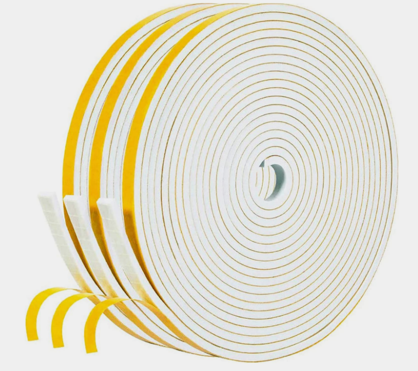 fowong White Weather Stripping 49.5 Feet, 1/4 Inch Wide X 1/8 Inch Thick, Window Seal High Density Foam Sealing Strip Adhesive Foam Gasket Tape for Door Insulation, 16.5 Ft x 3 Rolls Each