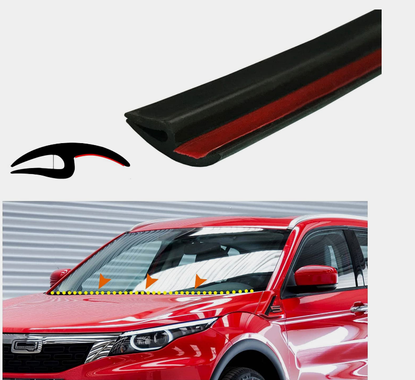 16Feet Automotive Front Windshield Weather Stripping - Car Weather Stripping Windshield Sealing Rubber Strip Trim Cover for Car Leak Sound Proofing