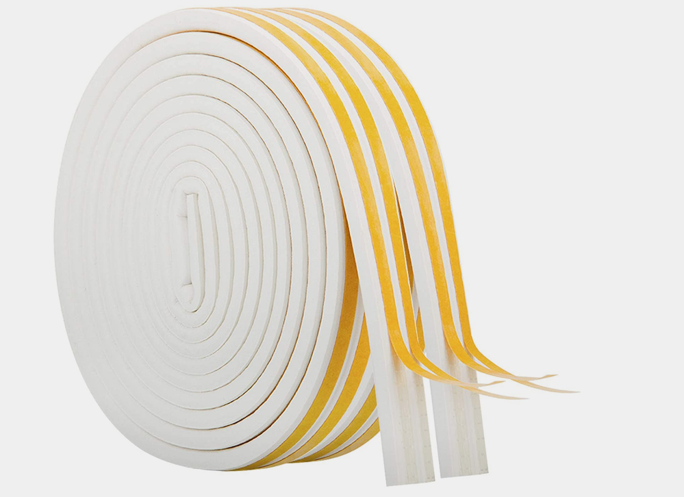 33Feet Long Weather Stripping,Insulation Weatherproof Doors and Windows Seal Strip,Collision Avoidance Rubber Self-Adhesive Weatherstrip,2 Rolls(White)